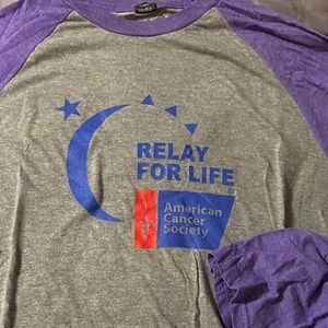 Next Level Apparel Gray and Purple Raglan Tee